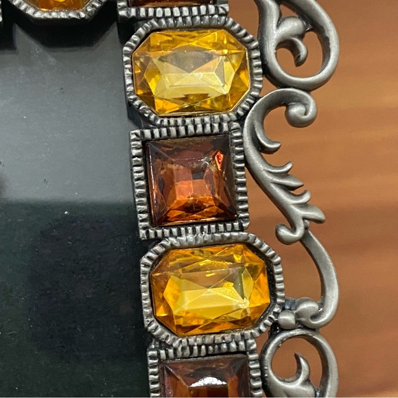 TWO’s Company Gold Amber Austrian Crystal Pewter Silver 4x3 Photo Picture Frame - Picture 10 of 11